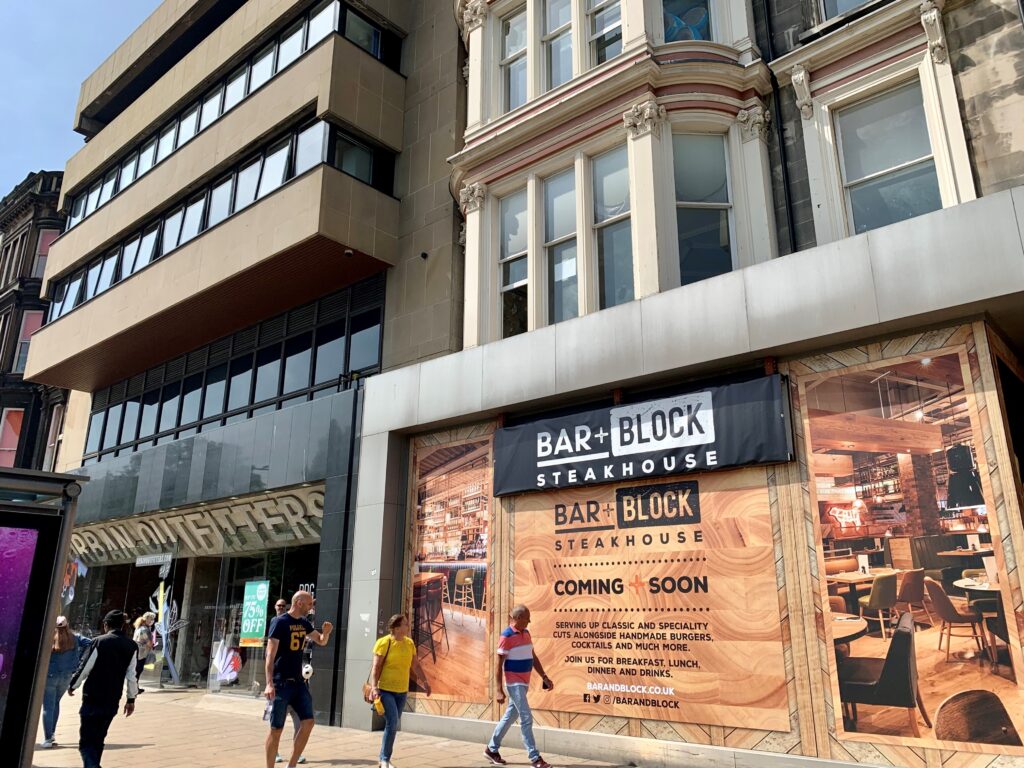 Edinburgh Princes Street Barblock July 2021 Hoardings And Adjacent Urban Outfitters